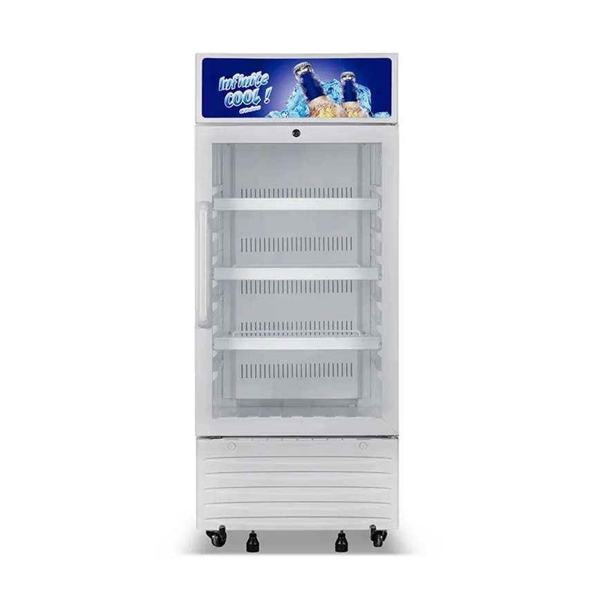 Factory Supermarket Refrigeration 170L Glass Door Fan Cooling Energy Drink Refrigerator Display Case Chiller