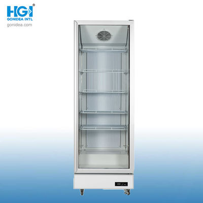 Fuerte 500L de refrigeración directa de vidrio templado de puerta única de vidrio vertical