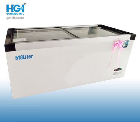 Litro superior de cristal 220V del helado del congelador del pecho de desplazamiento del supermercado 518