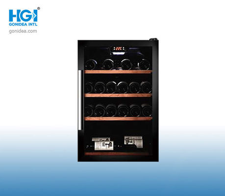 Escaparate vertical del vino tinto de la puerta negra de aluminio electrónica para el hotel